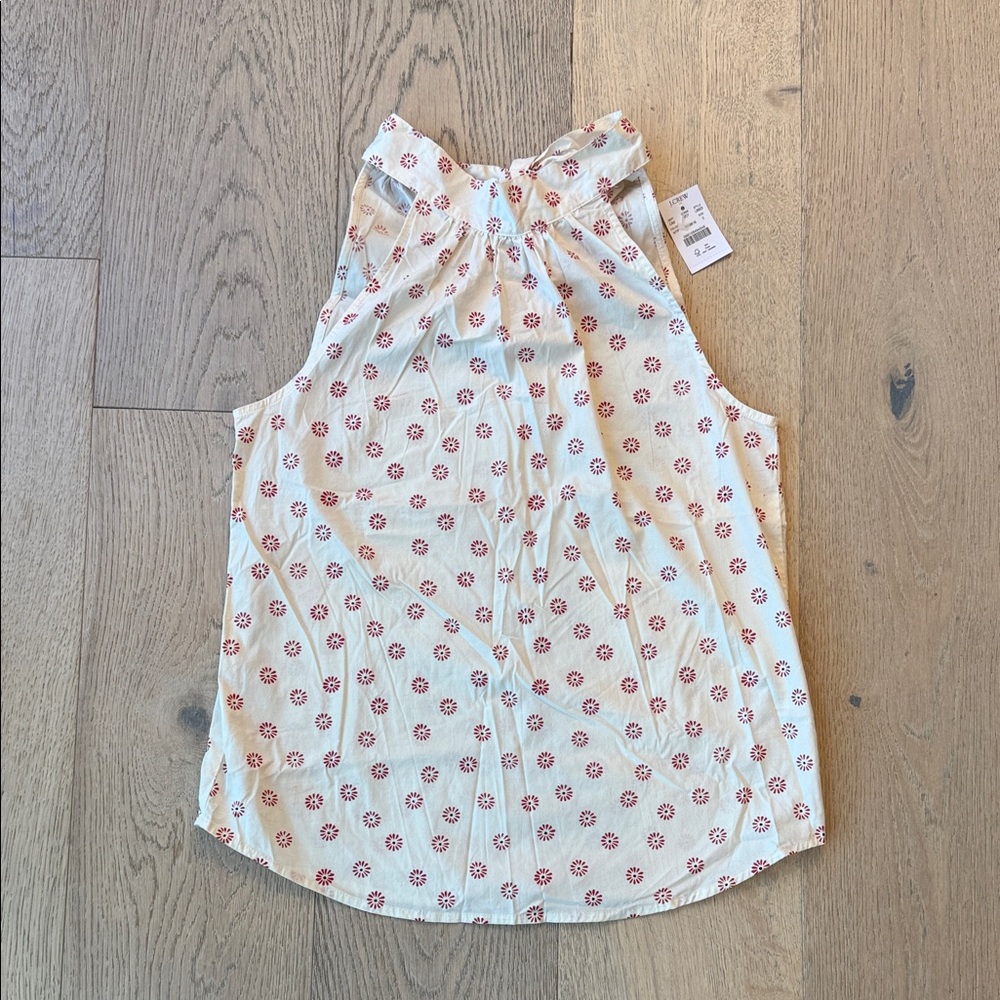J.Crew Cream & Red Floral Tie-Back Top – Size 0 – NWT